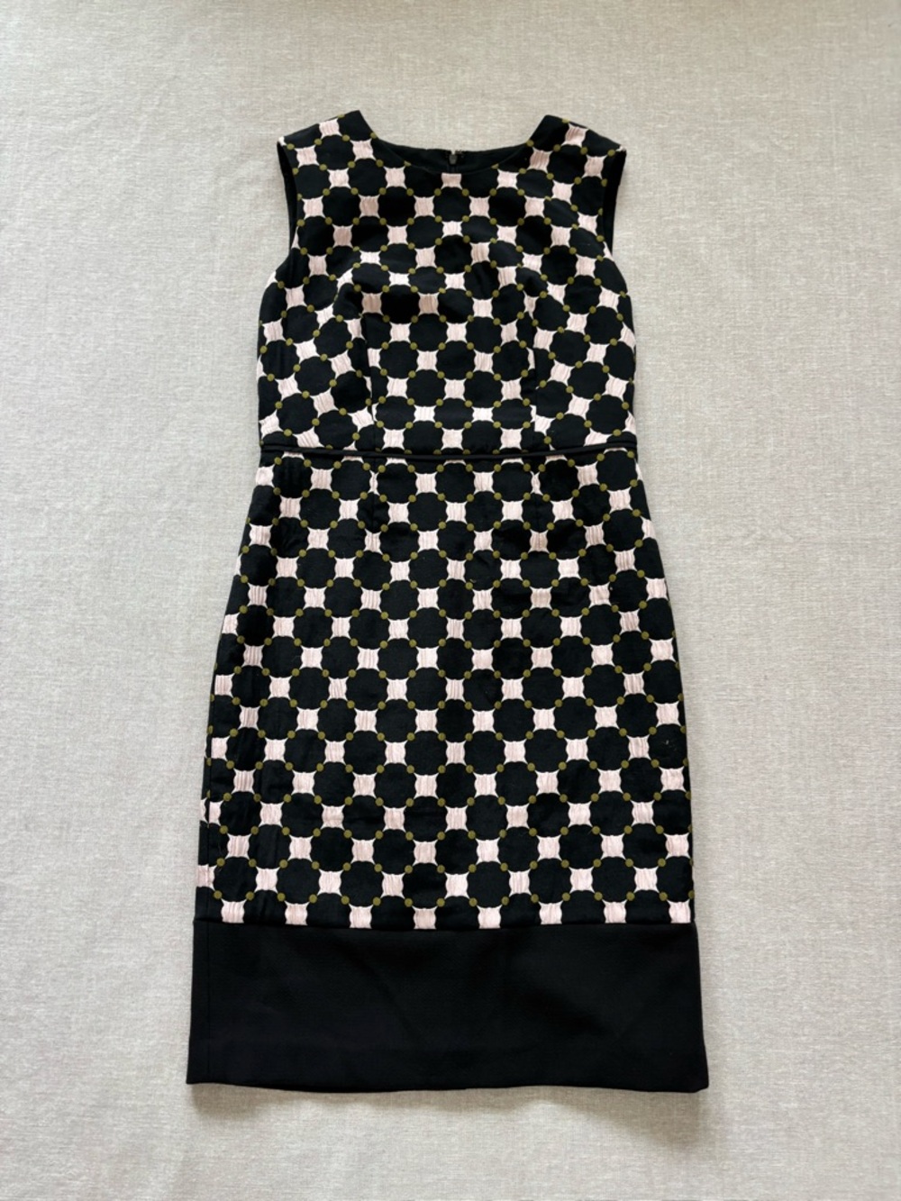 Ann Taylor Black & Pink Geometric Midi Sheath Dress